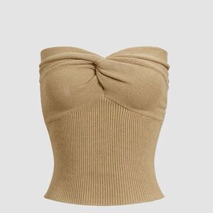 Commense Sweetheart Twist Ribbed Crop Tube Strapless Top. Size X-Small